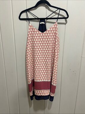 Le Lis Red and Navy Geometric Slip Dress